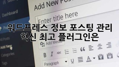 워드프레스 정보 포스팅 관리 혁신! 최고 플러그인은?